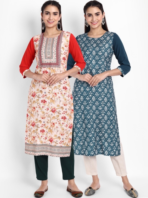 

KALINI Women Multicoloured Floral Printed Crepe Kurta, Multi