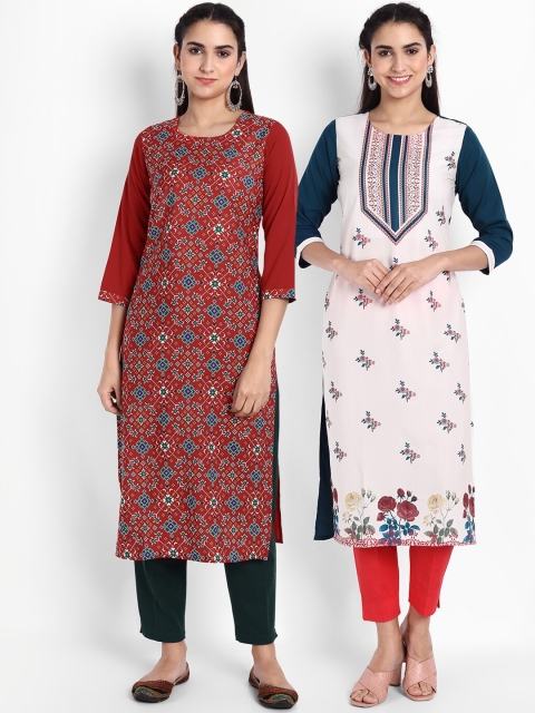 

KALINI Women Multicoloured Ethnic Motifs Printed Crepe Kurta, Multi