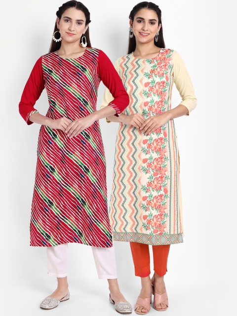 

KALINI Women Multicoloured Ethnic Motifs Printed Crepe Kurta, Multi
