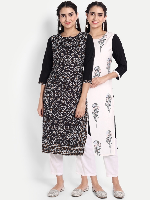 

KALINI Women Multi Color Set Of 2 Floral Printed Straight Kurta
