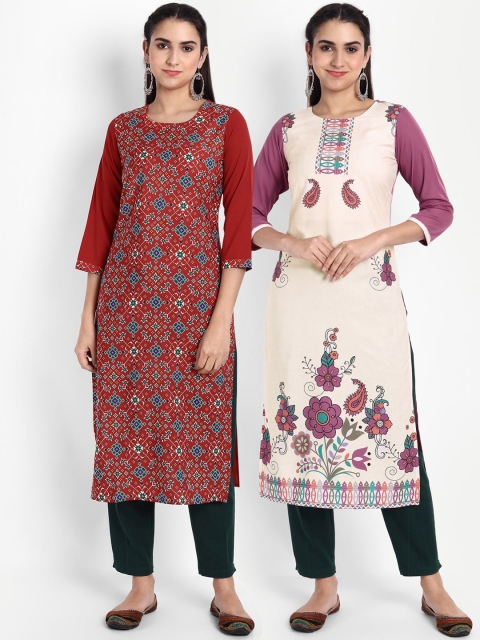 

KALINI Women Multicoloured Ethnic Motifs Printed Crepe Kurta, Multi
