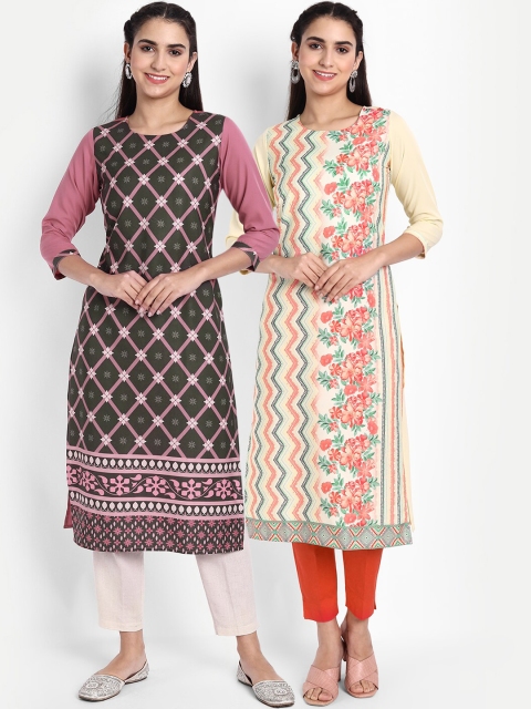 

KALINI Women Multi Color Set Of 2 Printed Straight Kurta