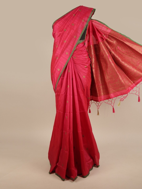 

Pothys Pink & Gold-Toned Floral Jute Silk Saree