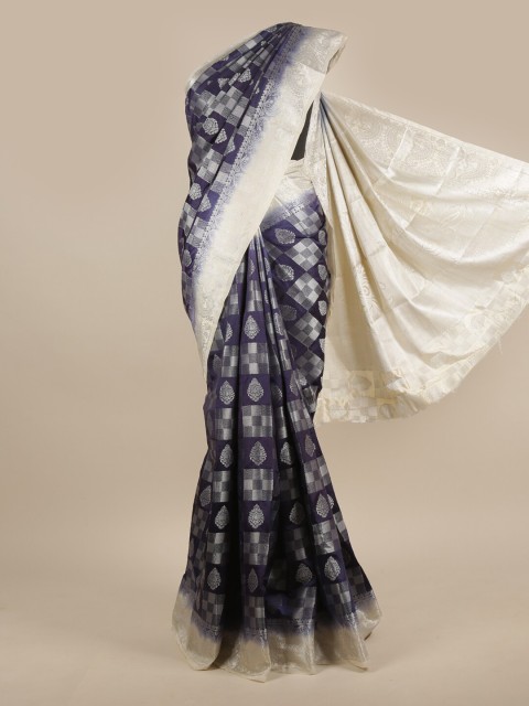

Pothys Blue & Cream-Coloured Woven Design Zari Jute Silk Saree