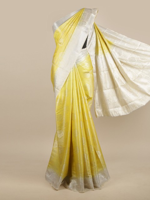 

Pothys Yellow & Silver-Toned Woven Design Zari Jute Silk Saree