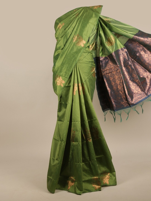 

Pothys Green & Navy Blue Ethnic Motifs Zari Jute Silk Saree