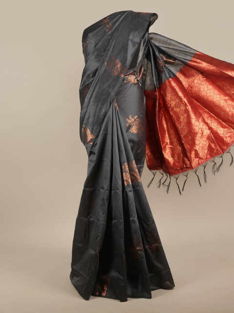 

Pothys Grey & Maroon Ethnic Motifs Zari Jute Silk Saree