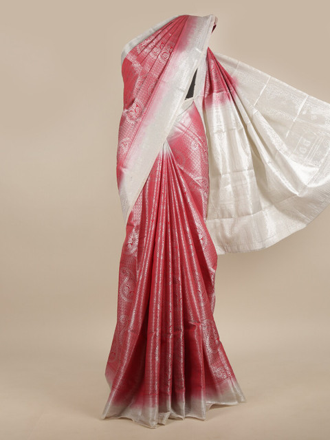 

Pothys Red & White Woven Design Zari Jute Silk Saree