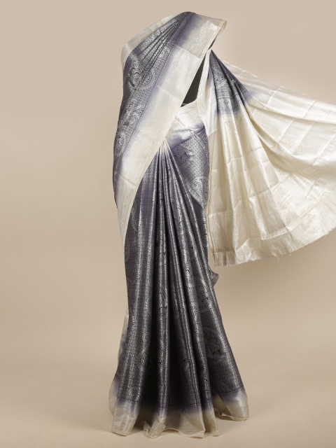 

Pothys Blue & Cream-Coloured Paisley Zari Jute Silk Saree