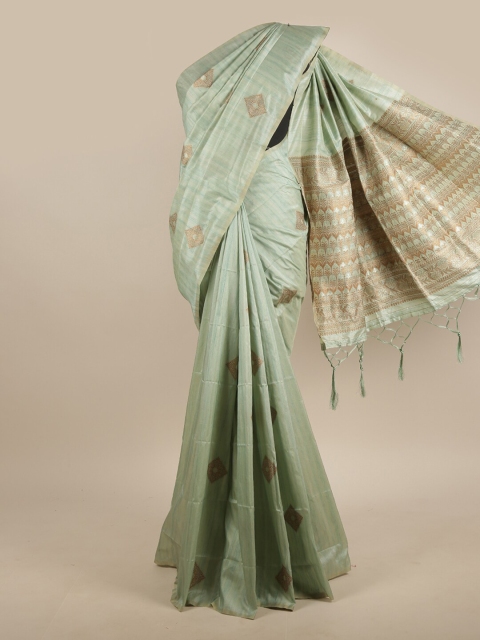 

Pothys Green Woven Design Jute Silk Saree
