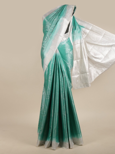 

Pothys Green & Cream-Coloured Woven Design Zari Jute Silk Saree