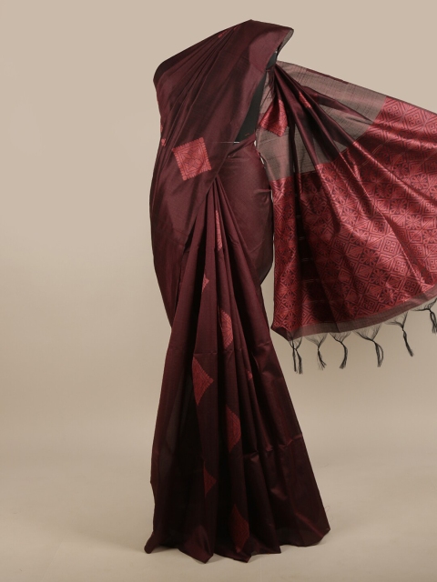 

Pothys Maroon Woven Design Jute Silk Saree
