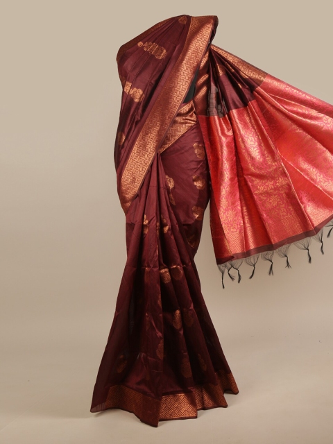 

Pothys Maroon Woven Design Jute Silk Saree