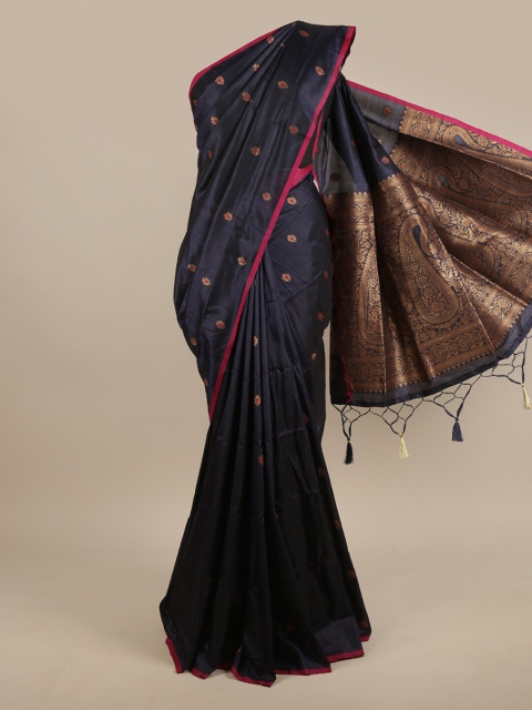 

Pothys Blue & Pink Floral Zari Jute Silk Saree