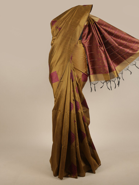 

Pothys Green & Maroon Ethnic Motifs Jute Silk Saree