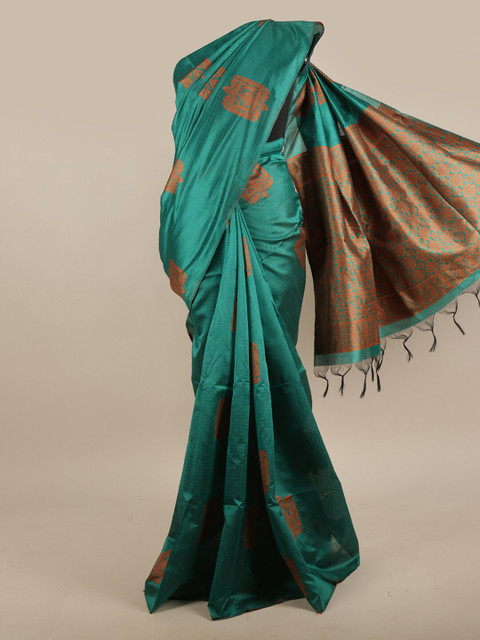 

Pothys Green Woven Design Jute Silk Saree
