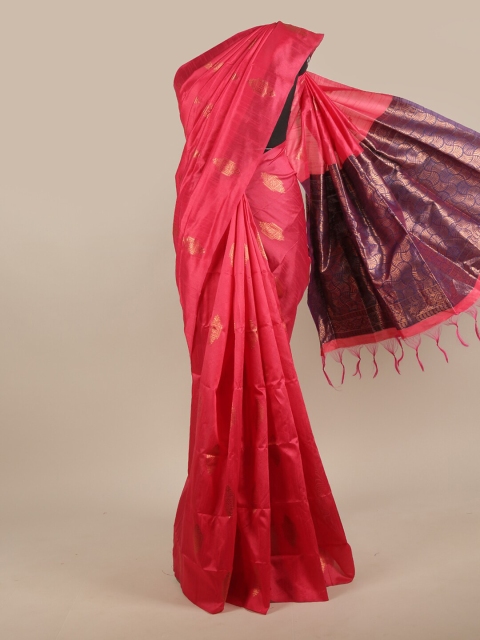 

Pothys Pink & Purple Floral Jute Silk Saree