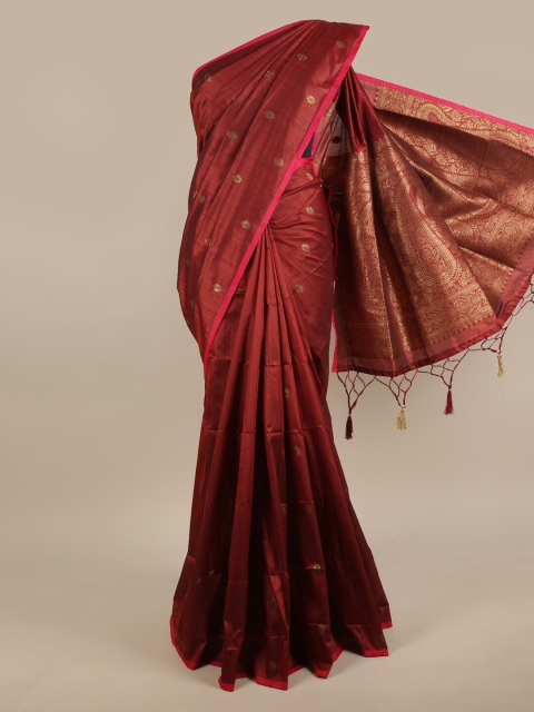 

Pothys Brown & Green Woven Design Jute Silk Saree