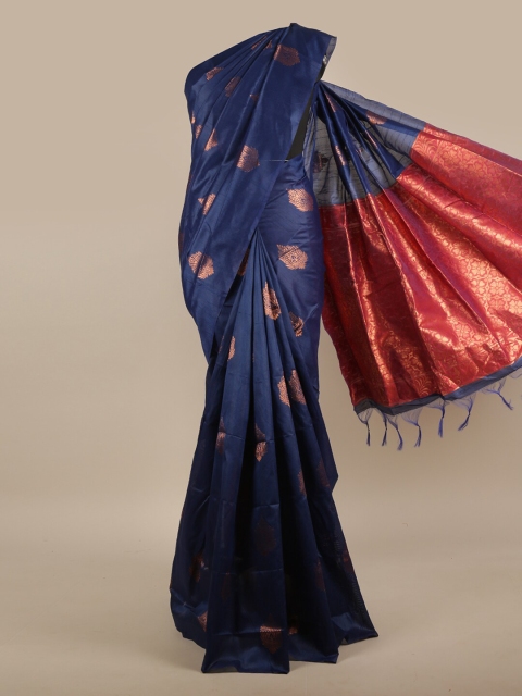 

Pothys Blue & Red Woven Design Zari Jute Silk Saree