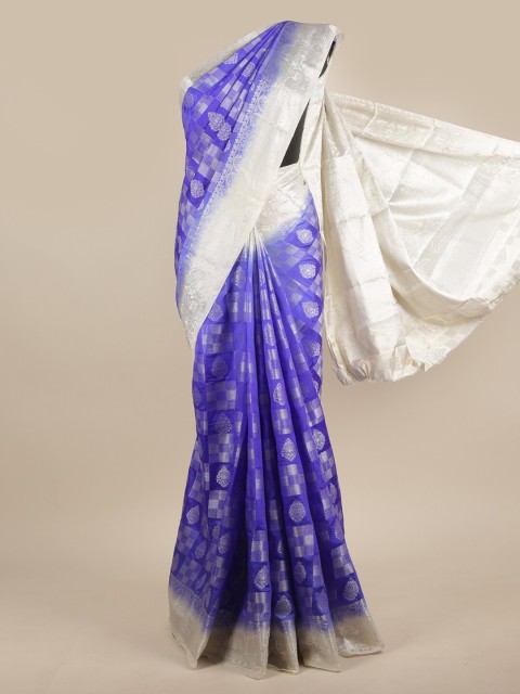 

Pothys Blue & White Woven Design Zari Jute Silk Saree