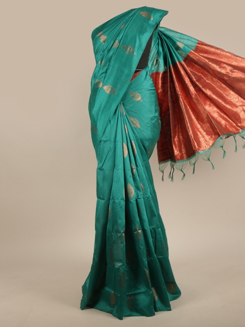 

Pothys Green & Red Woven Design Zari Jute Silk Saree