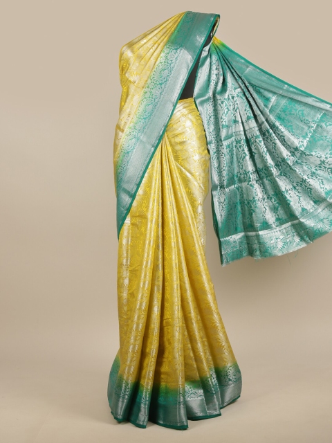 

Pothys Yellow & Green Woven Design Jute Silk Saree