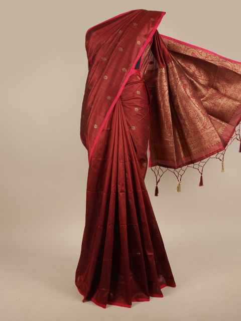 

Pothys Maroon Woven Design Jute Silk Saree