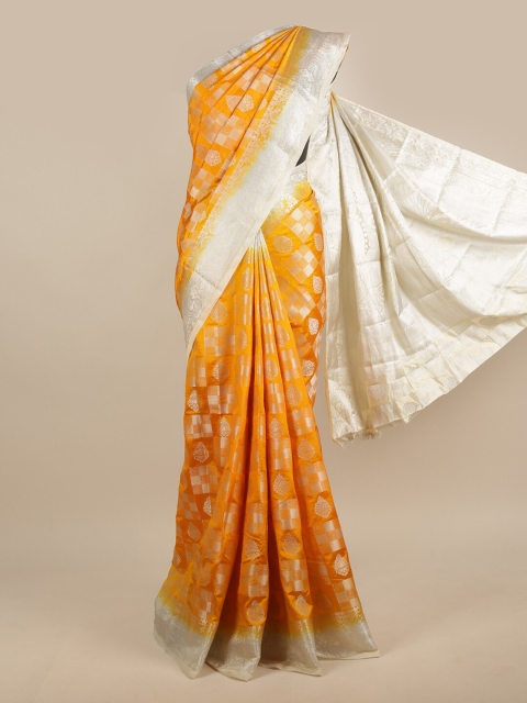 

Pothys Yellow & Off White Ethnic Motifs Zari Jute Silk Saree