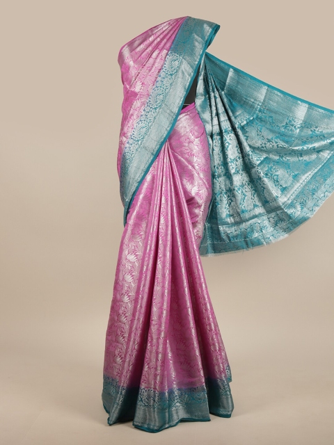 

Pothys Pink & Blue Woven Design Jute Silk Saree