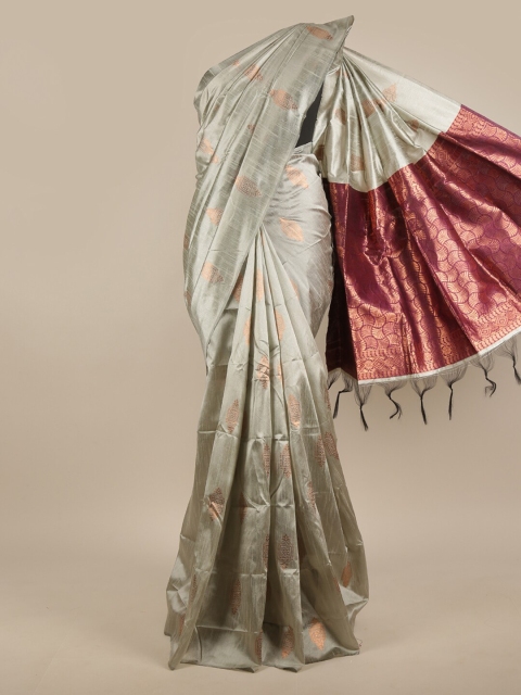 

Pothys Olive Green & Gold-Toned Woven Design Zari Jute Silk Saree