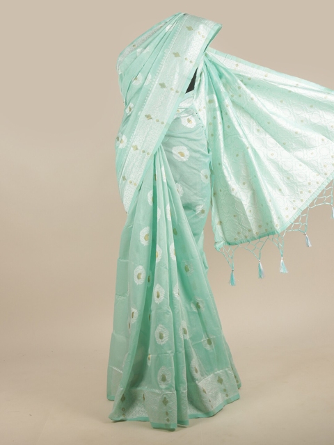 

Pothys Green & White Ethnic Motifs Jute Silk Saree