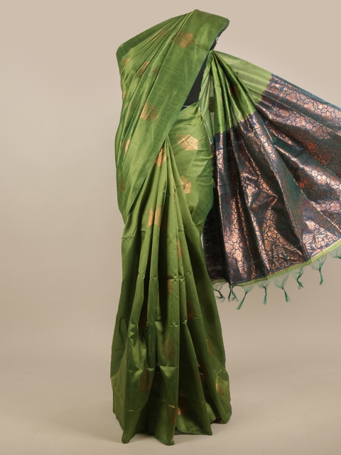 

Pothys Green & Navy Blue Ethnic Motifs Zari Jute Silk Saree