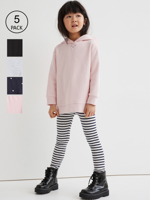 

H&M Girls 5-Pack Jersey Leggings, Multi