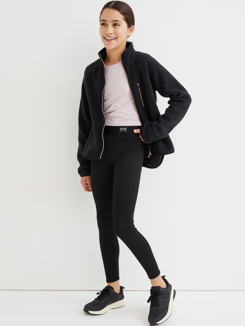 

H&M Girls Black Solid Leggings