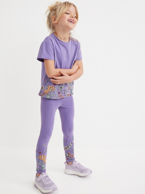 

H&M Girls Lavender Floral Printed Leggings