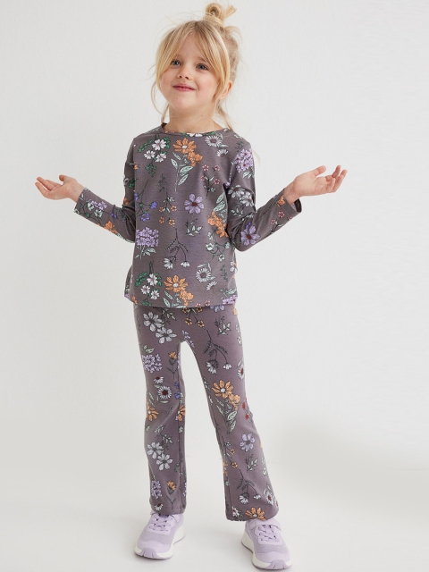 

H&M Girls Grey Floral Flared Leggings