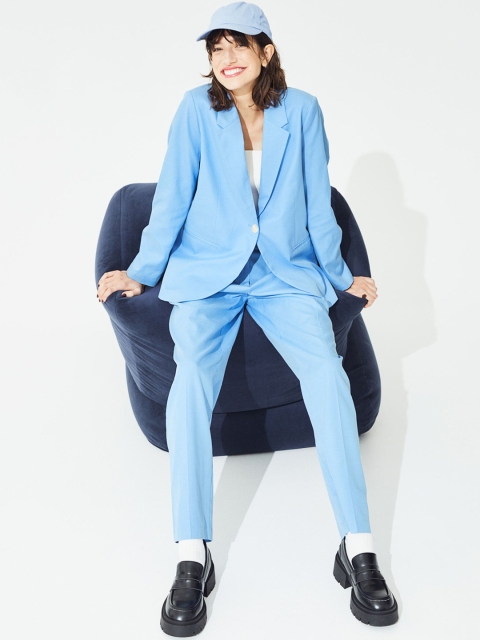 

H&M Women Blue Solid Lyocell-Blend Jacket