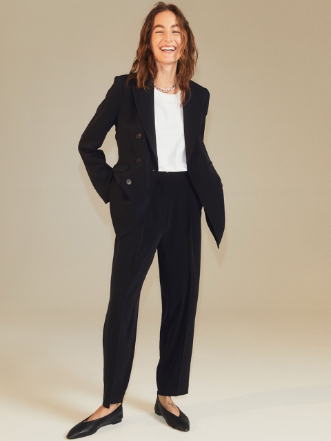 

H&M Women Black Double-breasted Jacket