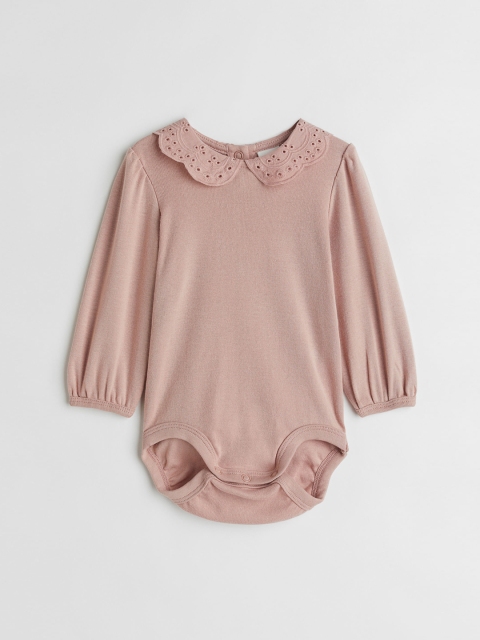 

H&M Boys Pink Long-Sleeved Collared Bodysuit