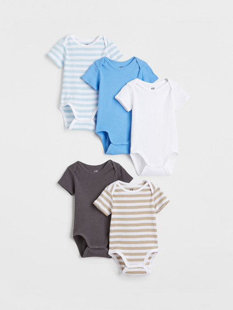 

H&M Girls 5-pack Short-sleeved Bodysuits, White