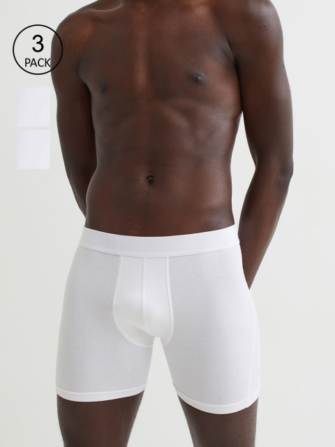 

H&M Men White 3-Pack Mid Trunks