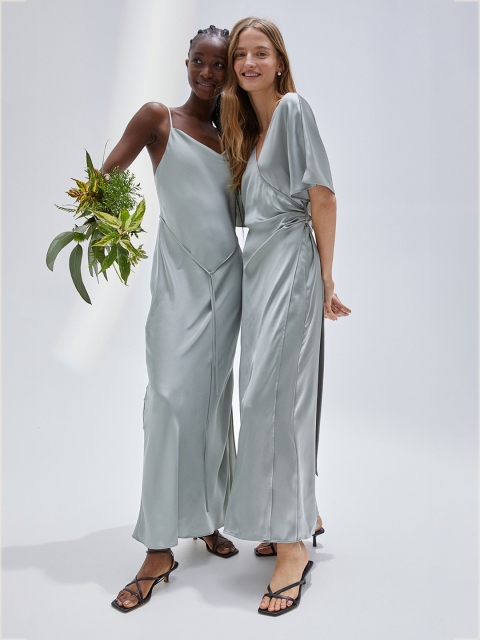 

H&M Women Turquoise Blue Satin Bridesmaid Dress