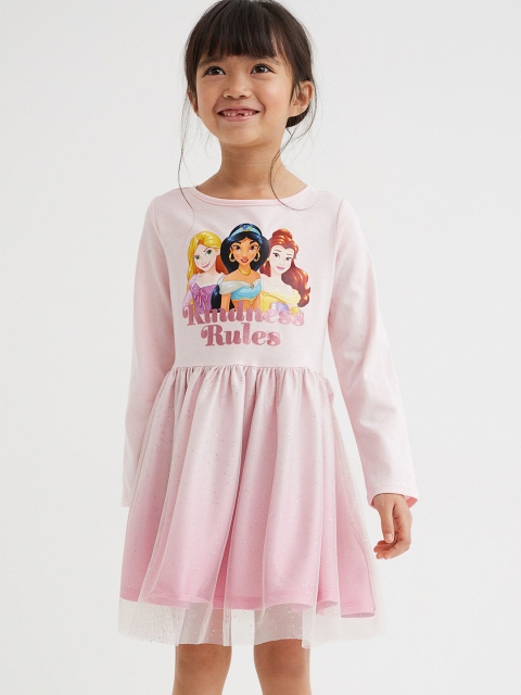 

H&M Girls Pink DIsney Princess Tulle-Skirt Jersey Dress