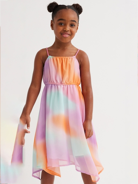

H&M Girls Multicolored Asymmetric Chiffon Dress, Multi