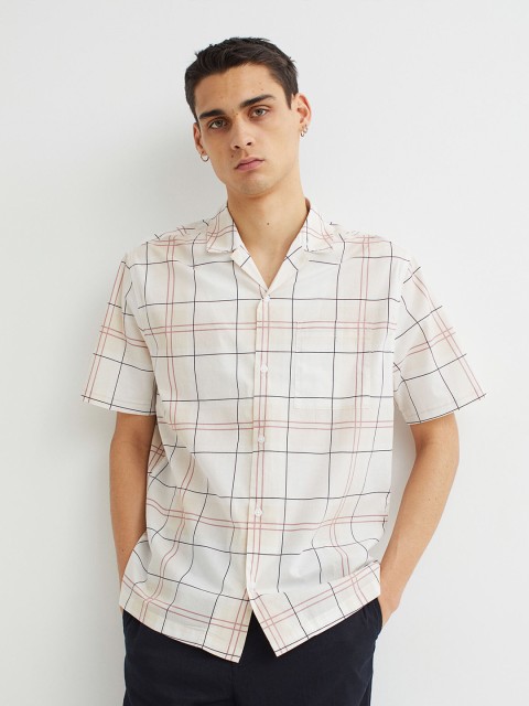 

H&M Men Beige Regular Fit Cotton Resort Shirt
