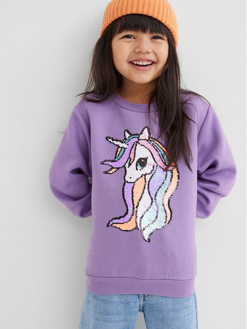 

H&M Girls Purple Unicorn Print Sweatshirt