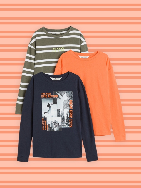 

H&M Boys 3-Pack Cotton Jersey Tops, Multi