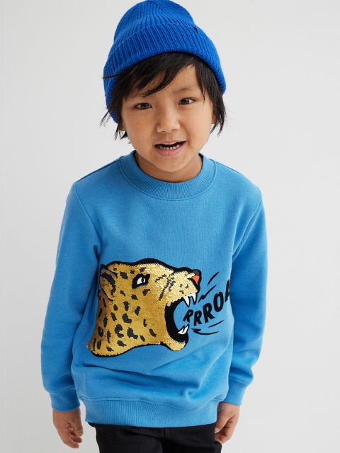 

H&M Boys Blue Reversible Sequin-Motif Sweatshirt
