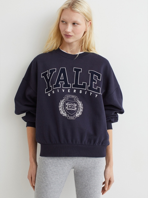 

H&M Women Blue Printed Sweatshirt