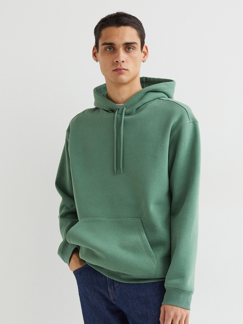 

H&M Men Green Solid Relaxed Fit Hoodie